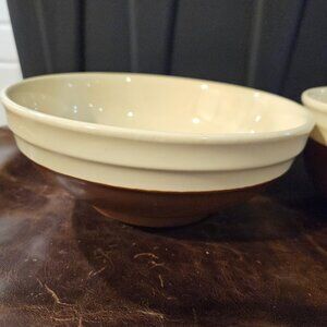 Vintage Oxford Brown and Cream Glazed Mixing Bowls
